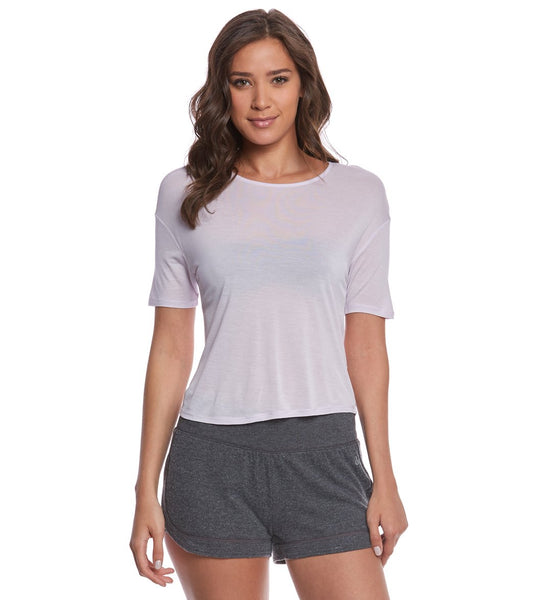 Alo Yoga Entwine Yoga Short Sleeve Top at YogaOutlet.com - Free