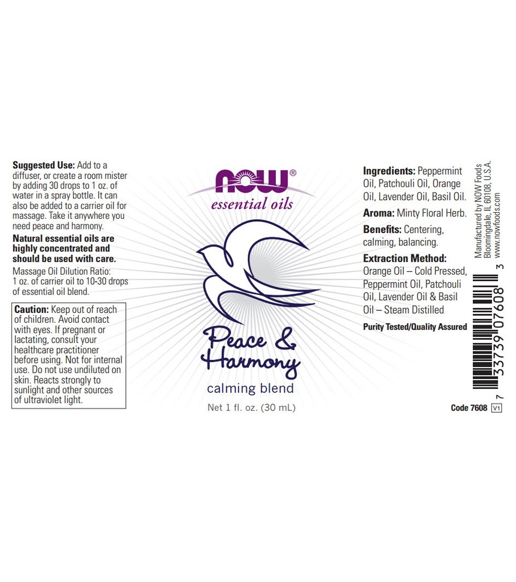 Now Foods Essential Oil Peace & Harmony Oil Blend 1 Fl. Oz. (30Ml