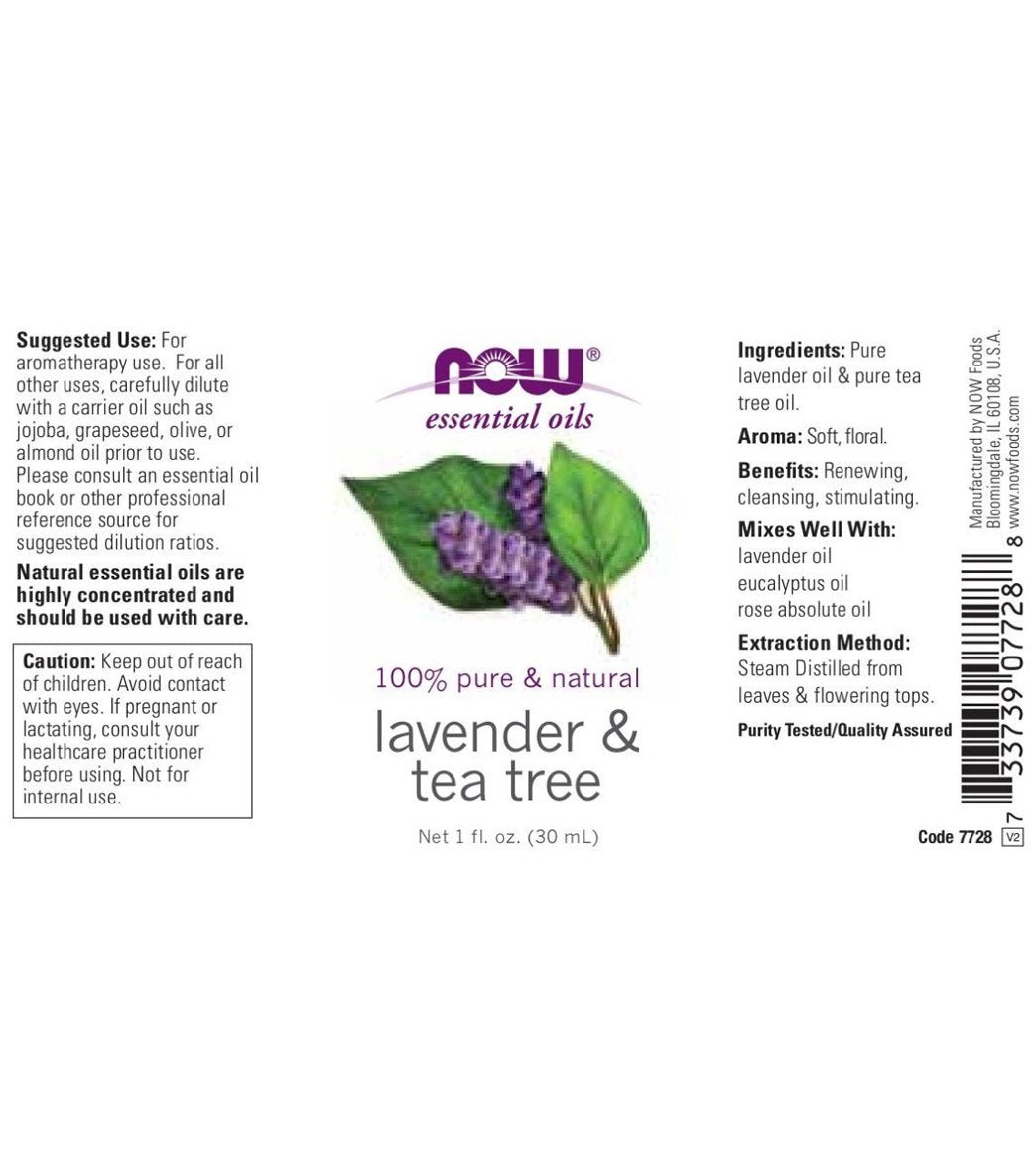 tea tree oil and lavender oil mix NOW Lavender & Tea Tree 60/40 Oil Blend 1 oz at EverydayYoga.com