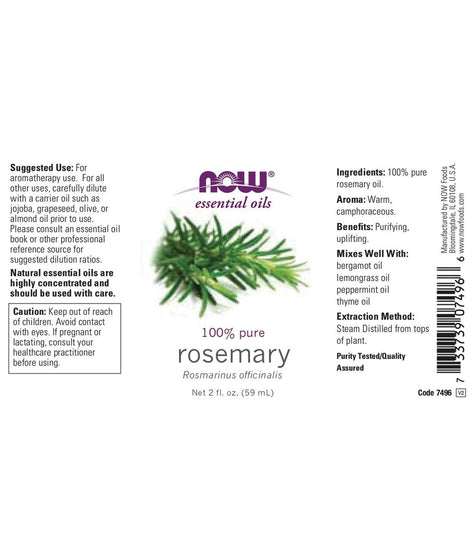 NOW 100% Pure Rosemary Oil 2 oz