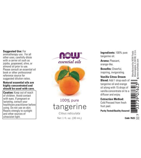 NOW 100% Pure Tangerine Oil 1 oz