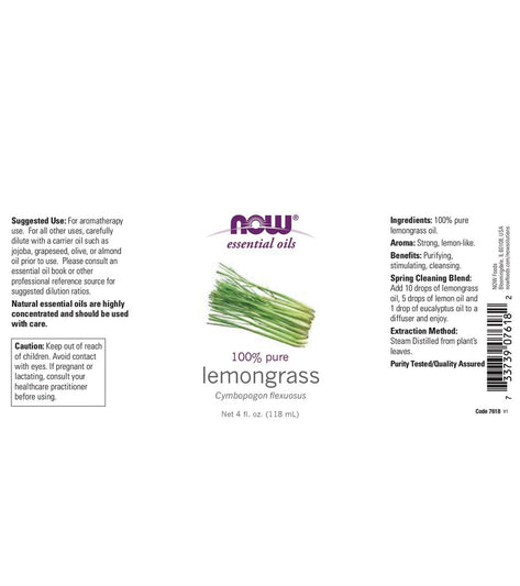 NOW 100% Pure Lemongrass Oil 4 oz