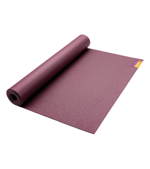 Hugger Mugger yoga mat in rosewood color, designed for optimal performance and comfort during yoga sessions. The textured surface provides excellent grip and stability, making it ideal for various yoga practices. Perfect for yogis seeking a durable and stylish mat.
