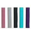 Five Everyday Yoga mats are displayed in various colors, including pink, eucalyptus grey, black, turquoise, and purple. These yoga mats are designed for optimal performance and comfort during yoga sessions. Ideal for enhancing your yoga practice, each mat features a textured surface