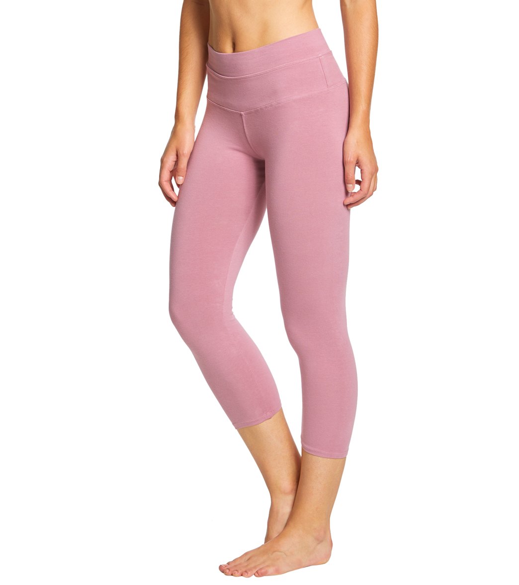 Hard Tail Women s High Rise Cotton Yoga Capri Pants Dusty Rose X Small