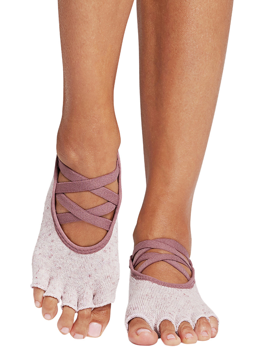 Chaussettes Toesox Femme Half-toe Grip Yoga, Taille 6-8, Coloris Rose, Une Paire