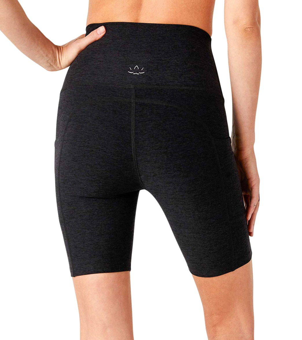 Women's High Waist Yoga Shorts With Pockets – Gym Cycling Biker Sport Leggings, Solid Polyester, Sizes M-2XL
