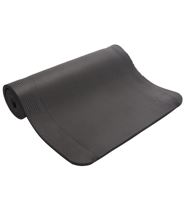 Black yoga mat by Everyday Yoga, designed for optimal comfort and support during yoga sessions. This durable mat features a textured surface for enhanced grip, making it ideal for various yoga practices. Perfect for both beginners and experienced practitioners seeking a reliable yoga mat.