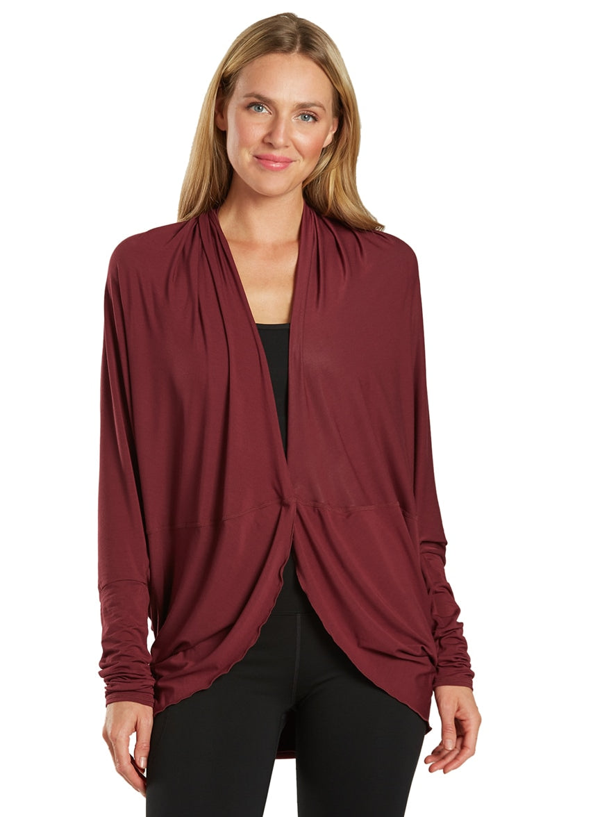 Everyday Yoga Bodhi Solid 2 in 1 Cardigan at YogaOutlet.com - Free 