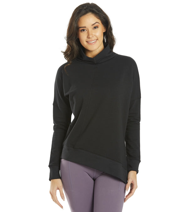 Everyday Yoga Shine Solid Roll Neck Asymmetric Sweatshirt