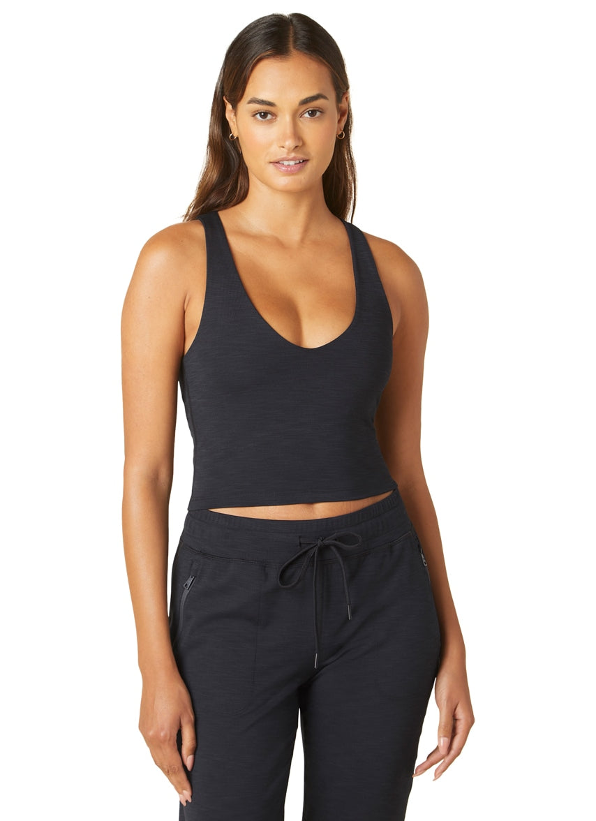 Beyond Yoga Heather Rib Fresh Cut Cropped Tank at