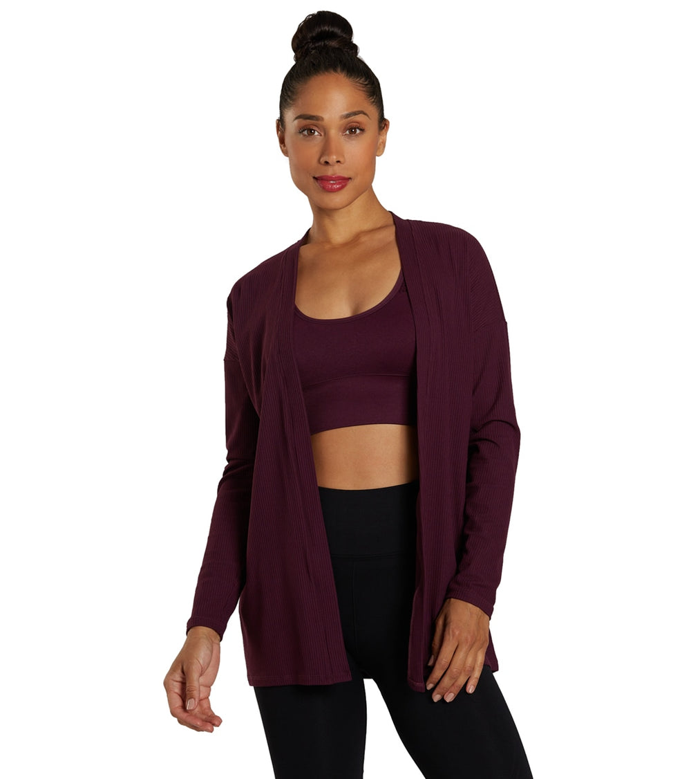 Marika Women's Reset Open Front Cardigan Sweater - Relaxed Fit Fleece Layering Piece
