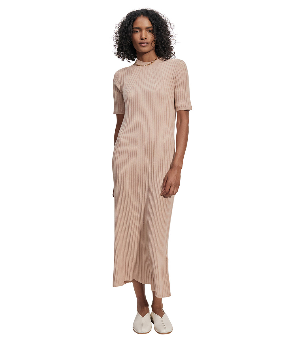Varley Maeve Rib Knit Midi Dress Warm Taupe / L Varley Maeve Rib Knit Midi Dress Warm Taupe / L
