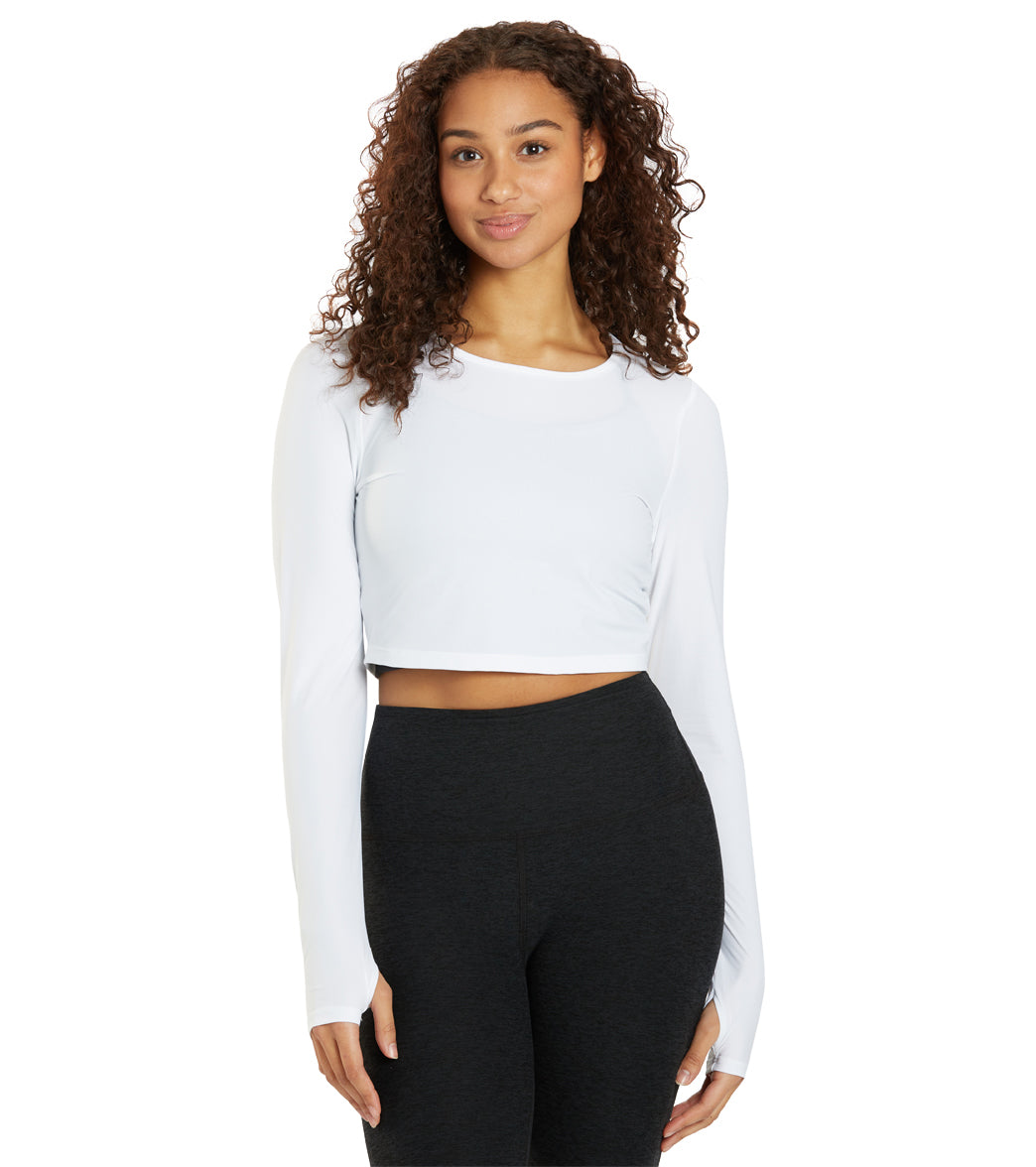 (取寄) ビヨンドヨガ レディース クロップド レングス Beyond Yoga women Cropped length White Beyond Yoga Performance Knit Resilient Cropped Pullover at