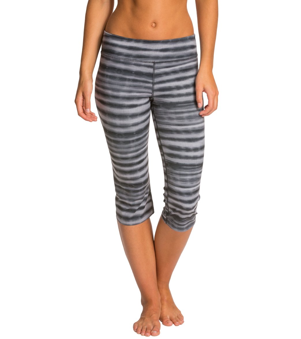 Leggings Depot High Waist Printed Athletic Pants For Women – Capri Length With Pockets, Charcoal Strokes - View #5