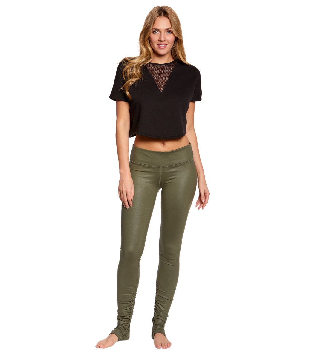 Alo Yoga Viva Short Sleeve Yoga Crop Top at YogaOutlet.com - Free