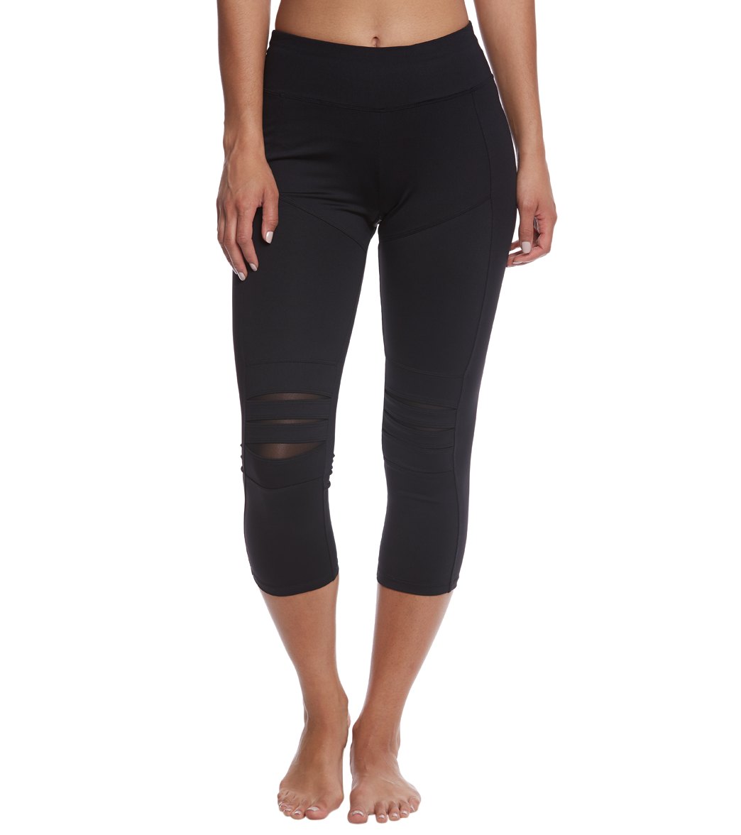 Betsey Johnson Slashed Knee Yoga Capri Leggings at EverydayYoga