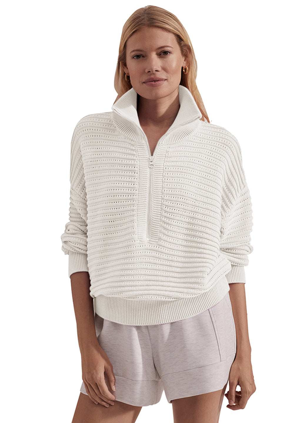tara！ Varley Tara Pointelle Half Zip at YogaOutlet.com - Free Shipping