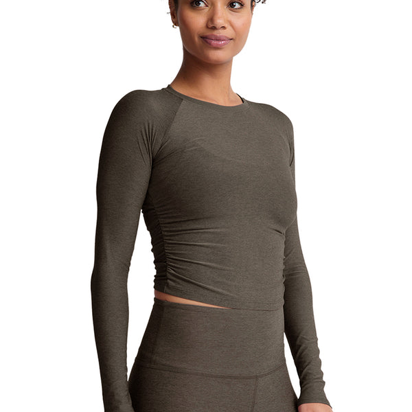 Beyond Yoga Women's Featherweight Your Fit Long Sleeve Top - True Gray Heather Small | Polyester/Elastane