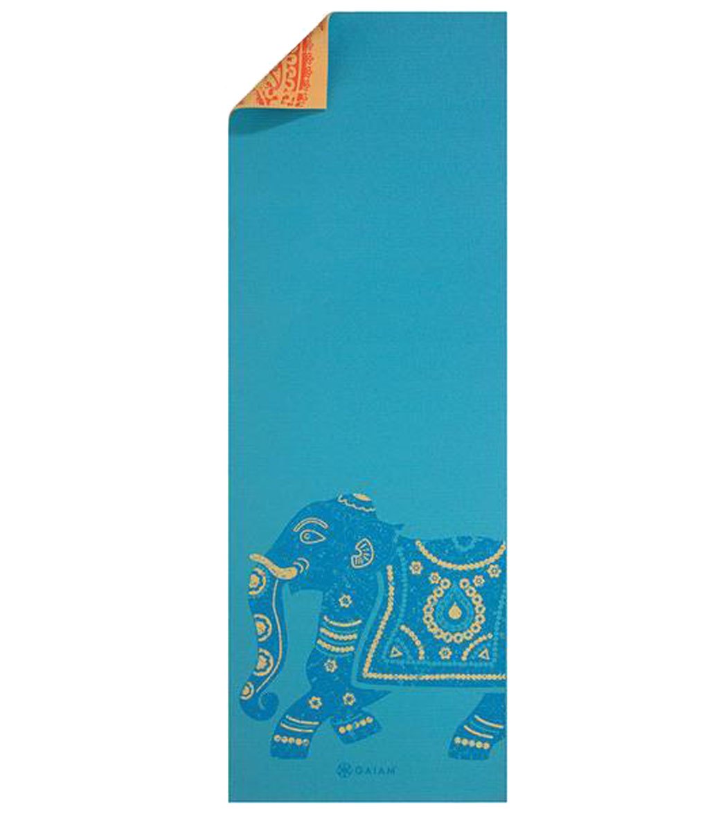 Gaiam Reversible Elephant Printed Yoga Mat 68 6mm Extra Thick at