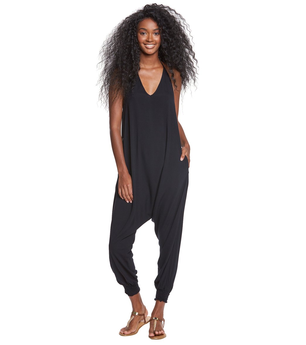 BLACK RACER BACK HAREM JUMPSUIT WITH LARGE FRONT POCKETS & BANDEA TOP –  Snooty Tude Luxe n Trends