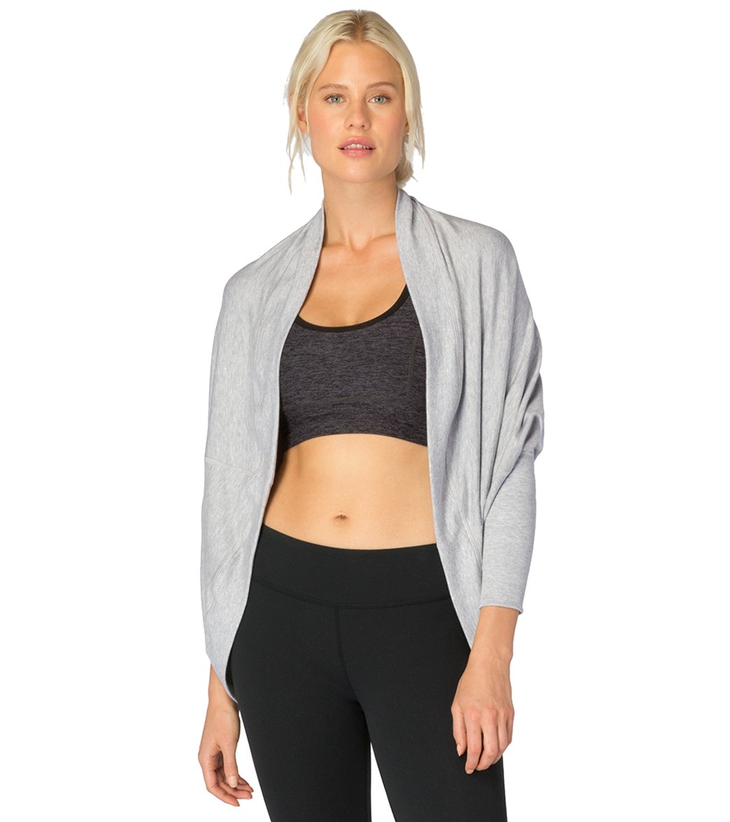 Beyond Yoga Cozy Fleece Convertible Gray Soft Cardigan Ribbed