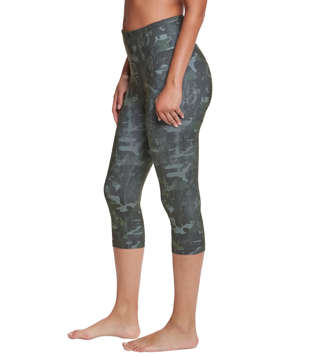 Marika High Waisted Washed Out Camo Yoga Capris at EverydayYoga