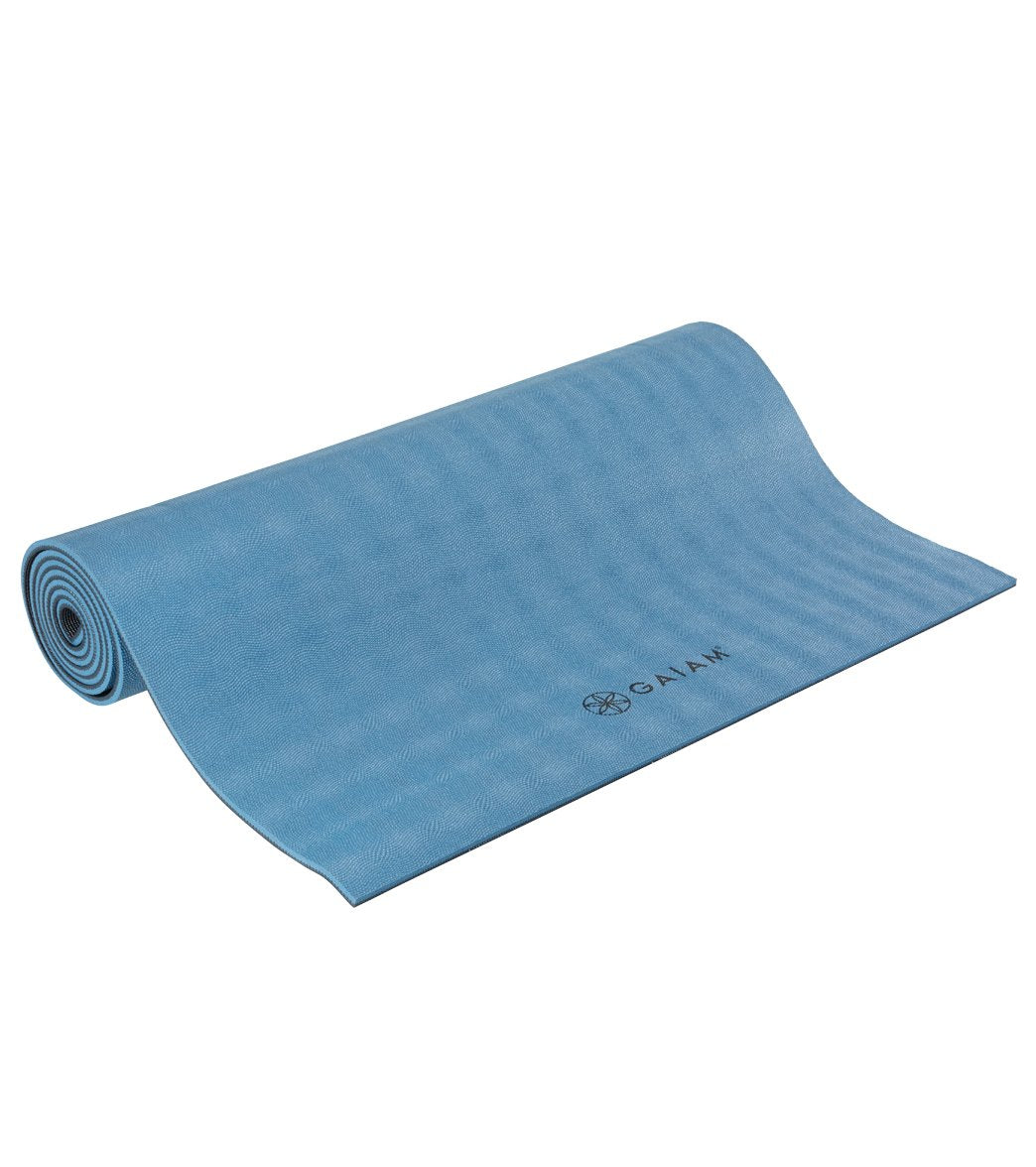 Gaiam Dry Grip Yoga Mat 5mm Thick Non Slip Exercise Fitness Mat Blue