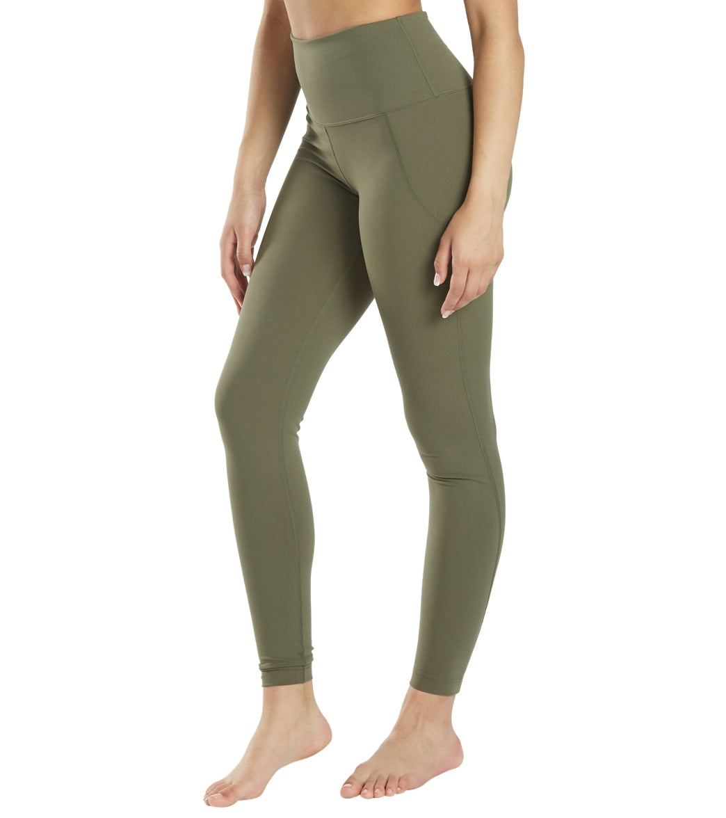 Women's High Waist Yoga Tummy Control Stretch Shorts, 8 Inch - Army Green /  S