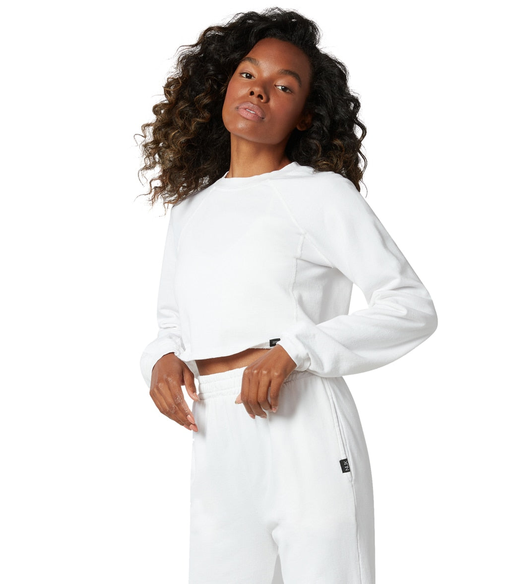 White crop sale hoodie women's