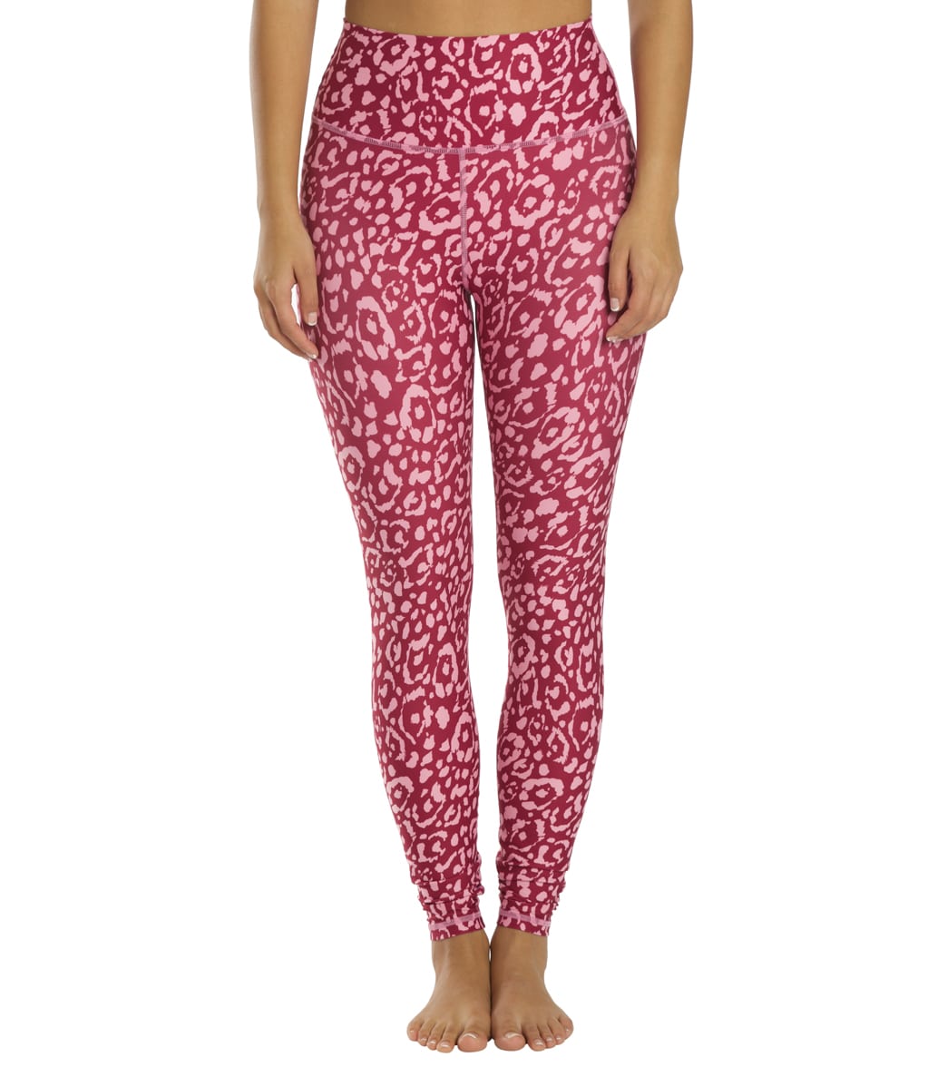 Pink Leopard Yoga Pants, High Waisted Yoga Pants