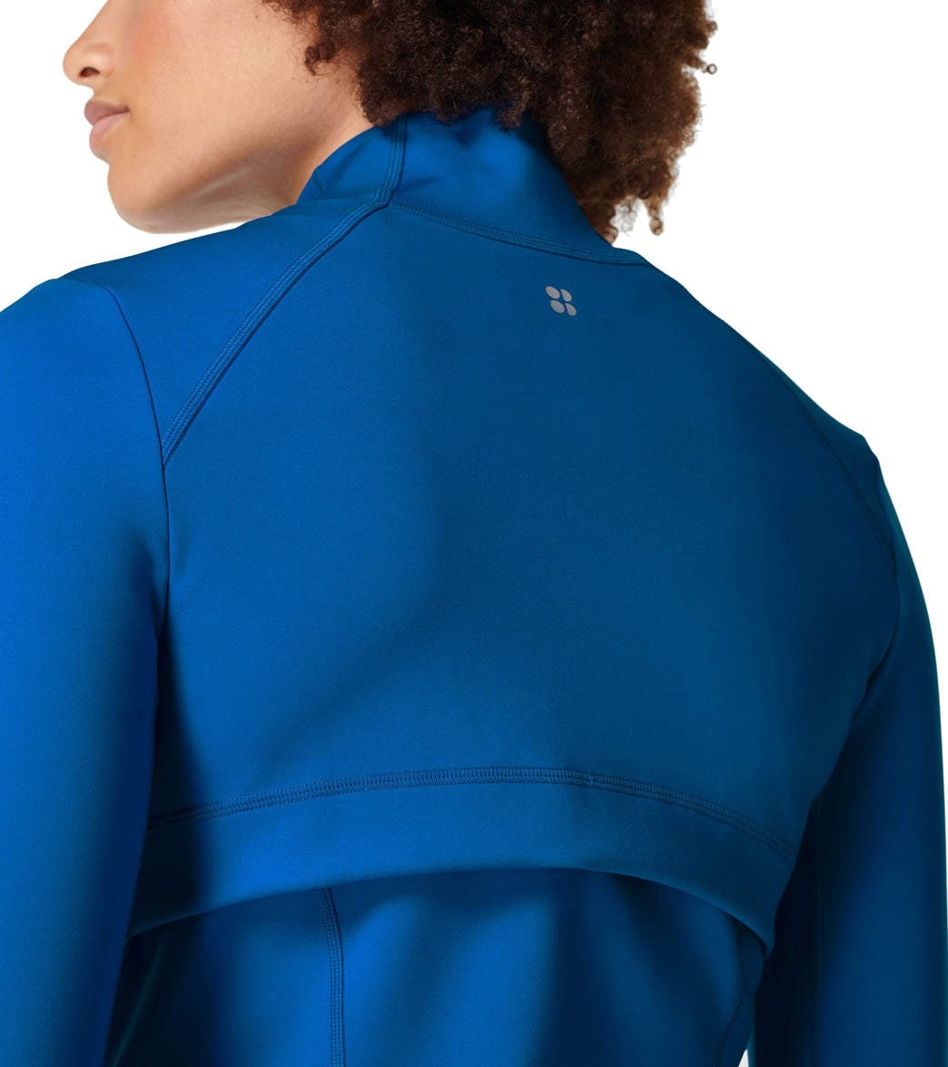 Sweaty Betty-Power Boost Zip Through Jacket-Blue reflective print-Size  S/10-New