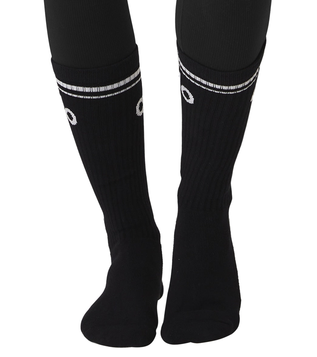 Alo Yoga  Women's Knee-High Throwback Barre Socks in White/Black, Size:  S/M (5-7.5) - ShopStyle