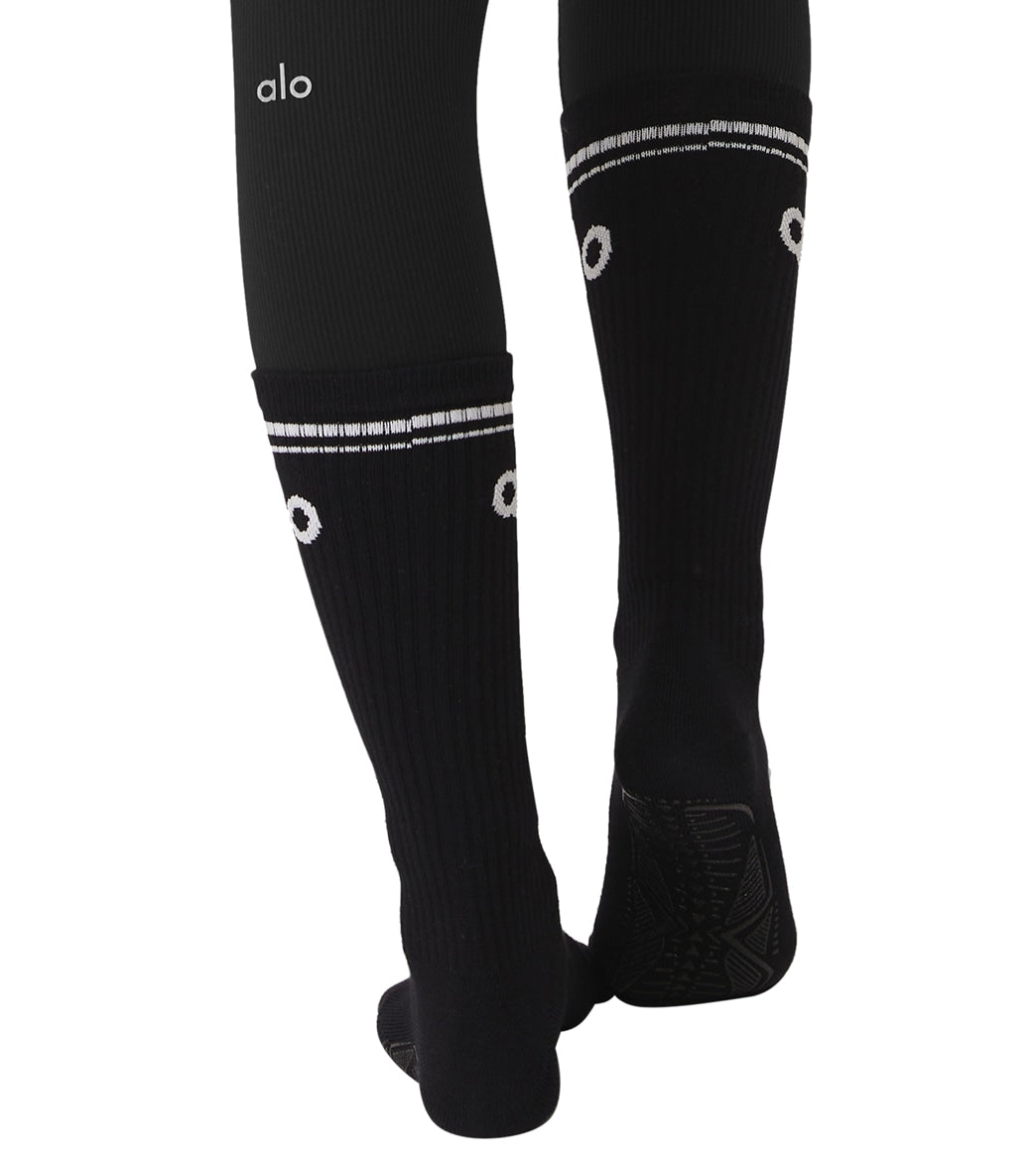 Alo Yoga S/M Women's Throwback Sock - Athletic Grey/Black